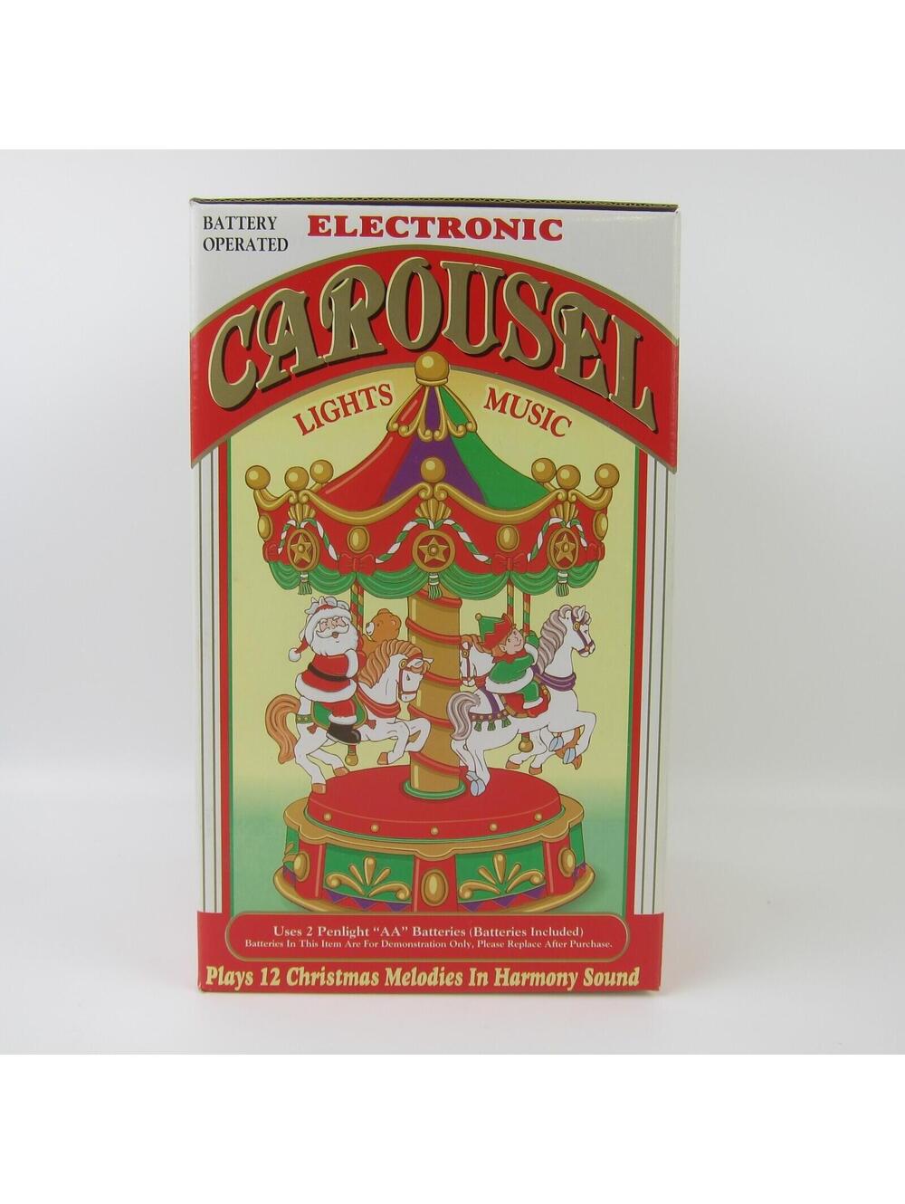 Vintage Christmas Electronic Carousel Horses Move & Plays 12 Melodies With Box - Picture 14 of 16